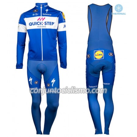Conjunto Maillot + Culotte largo con tirantes Invierno Termico 2018 Quick Step Floors N001